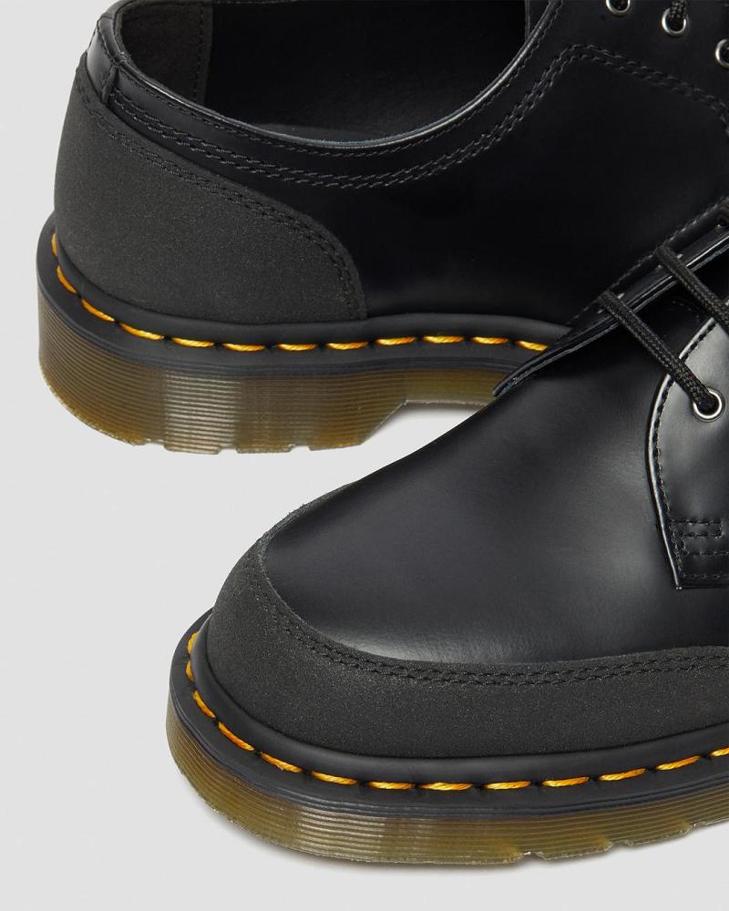 Black Men's Dr Martens 1461 Guard Panel Leather Oxfords Shoes | CA 592LIS